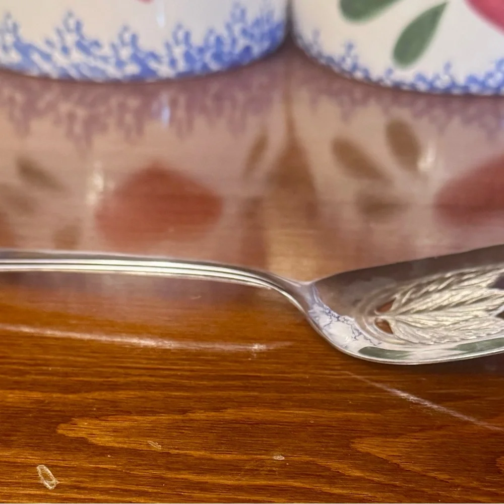 Silver Floral Pierced Serving Spoon - Home Dining